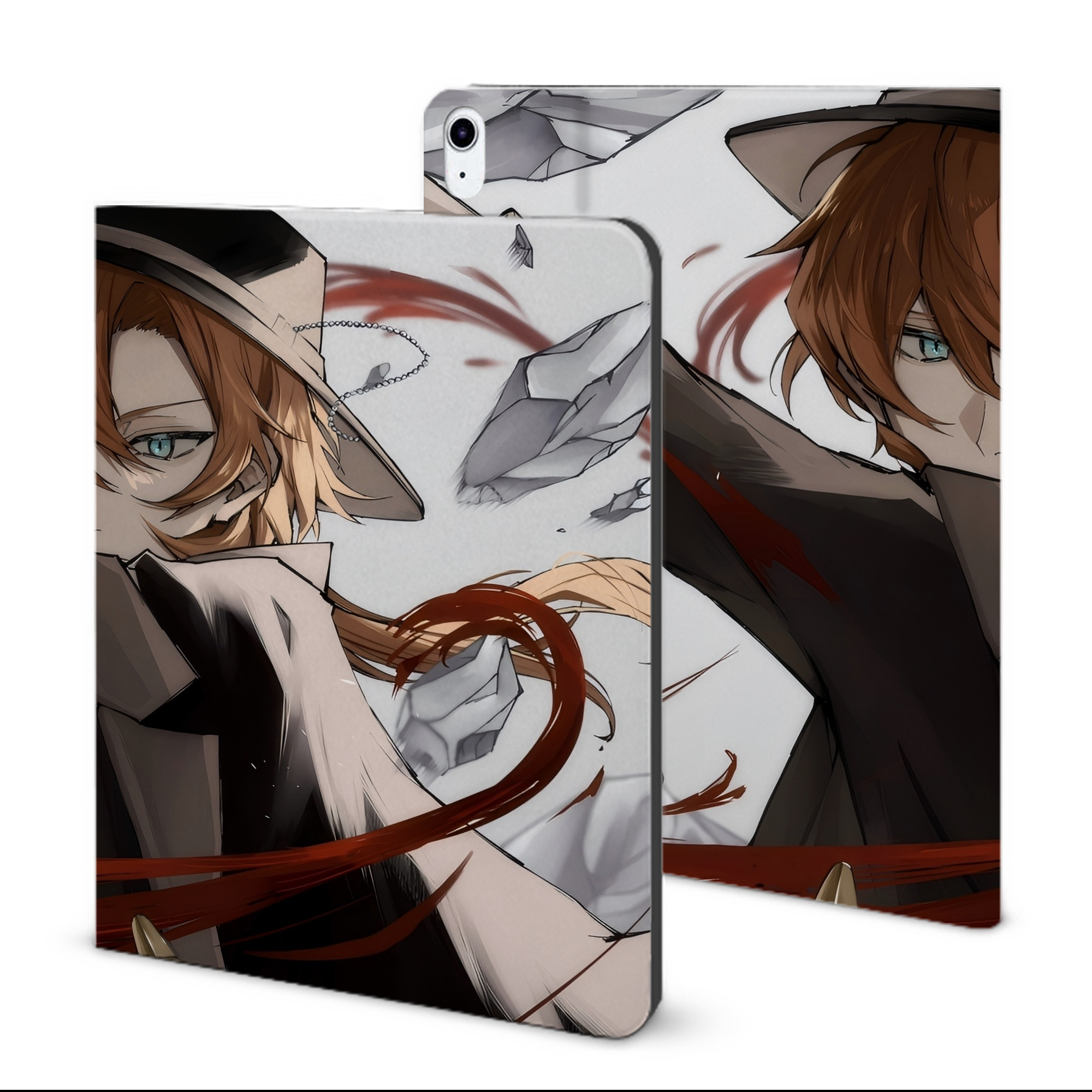 （画像用） 文豪ストレイドッグス Bungo Stray Dogs IPad ケース ブック型 PUレザー TPU 耐衝撃 軽量 薄型 ペン収納なし 全面保護 IPad 各モデル対応